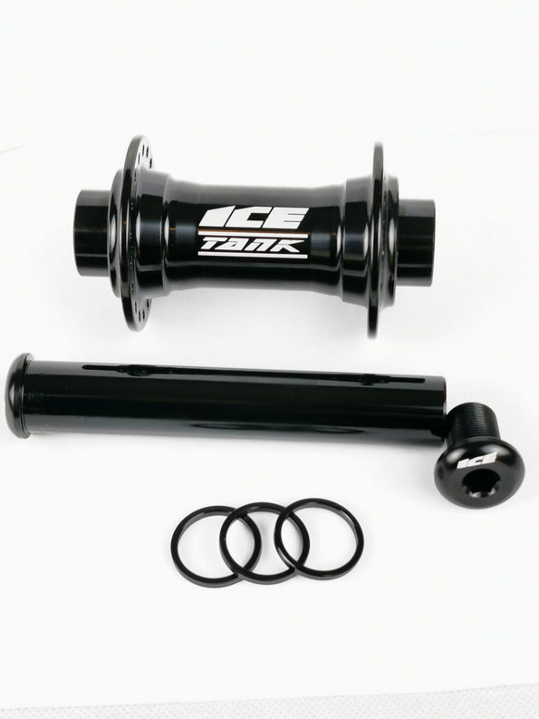 Front Hub BMX ICE TANK Ø 20mm 36 Holes Black (+ AXE 20mm / 114 mm + 3 SPACERS)