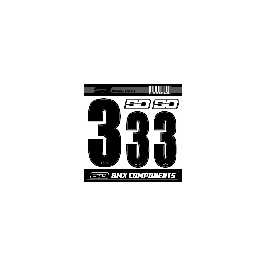 SD Front + 2 Side Plate Number Kit V3 Black