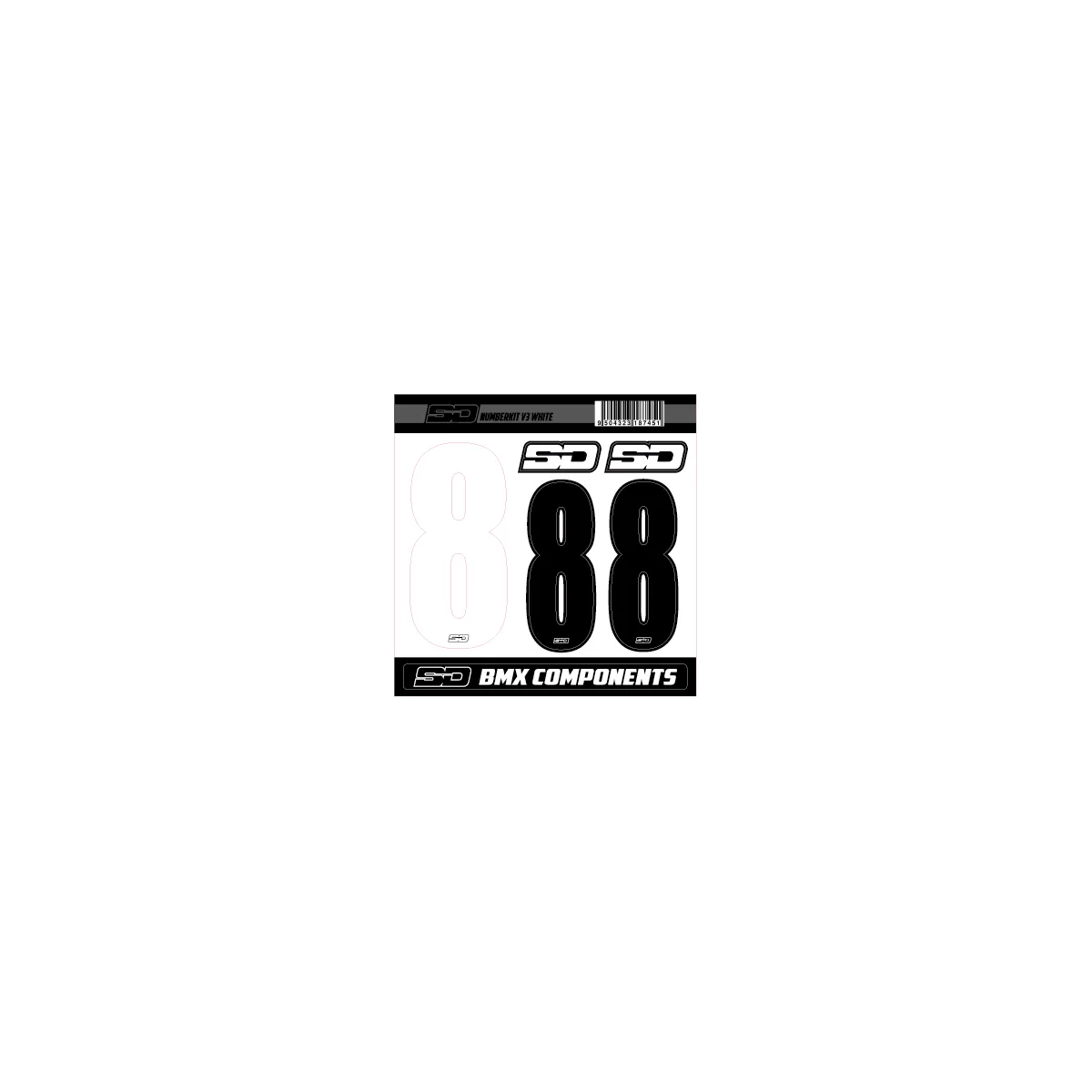 SD Front + 2 Side Plate Number Kit V3 white cruiser
